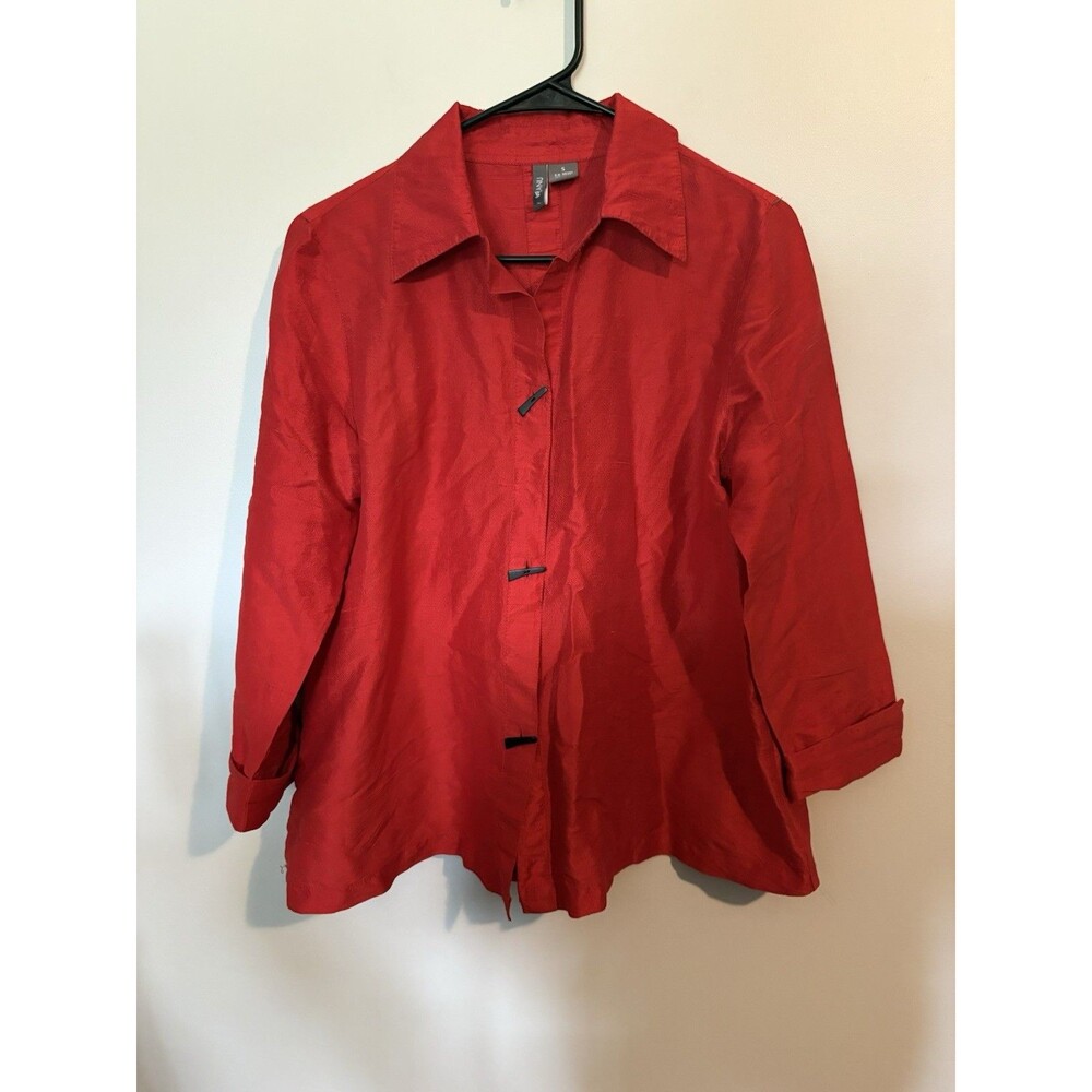 Women’s Anu Tunic Blouse In Cherry Red, 100% Silk, Size Small